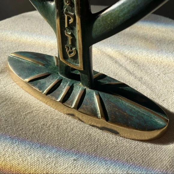 {SOLD} Mid-century Modern Brass Candelabra Menorah - Picture 5 of 12